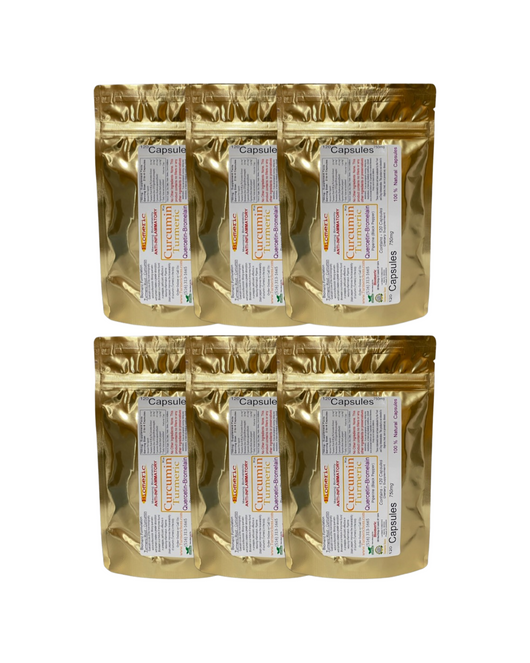 One Year Supply of Turmeric Supplement Capsules- Curcumin, Quercetin, Bromelain, & Piperine  (6 Pouches, 720 Capsules) - Turmeric Boss