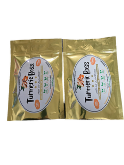 2 Pouches of Our Extra Strength  Turmeric Supplement Capsules - Curcumin, Quercetin, Bromelain, & Piperine (240 Capsules) Please Review Allergen Statement Before Purchase - Turmeric Boss