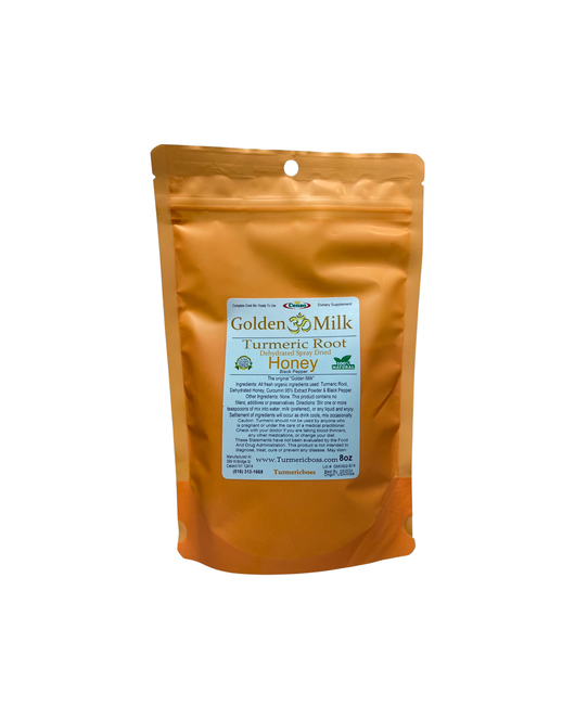 TURMERIC POWDER - GOLDEN MILK (8oz) - TURMERIC with HONEY & BLACK PEPPER - Turmeric Boss